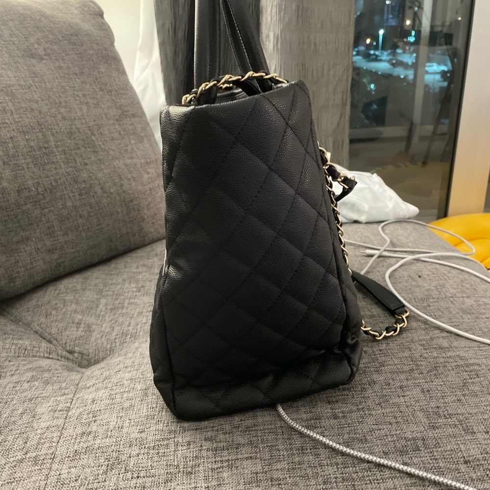 Chanel Black Quilted Tote with Gold Accents - Picture 10 of 16